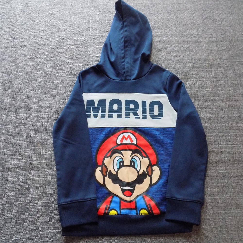 Jumping Beans Super Mario Hoodie Kids Size 8 Blue Excellent Nintendo Activewear